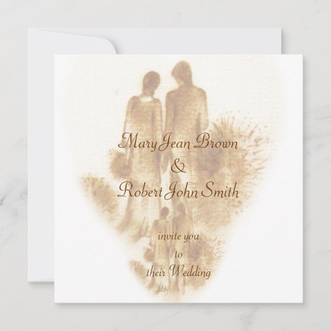 Romantische Vintage Hochzeit Einladung (Vorderseite)