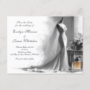 Romantische Vintage-Hochzeitsanzeige 'Save the Dat Ankündigungspostkarte