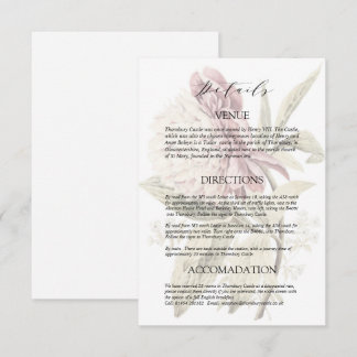 Romantische Vintage Peony Wedding Details Begleitkarte