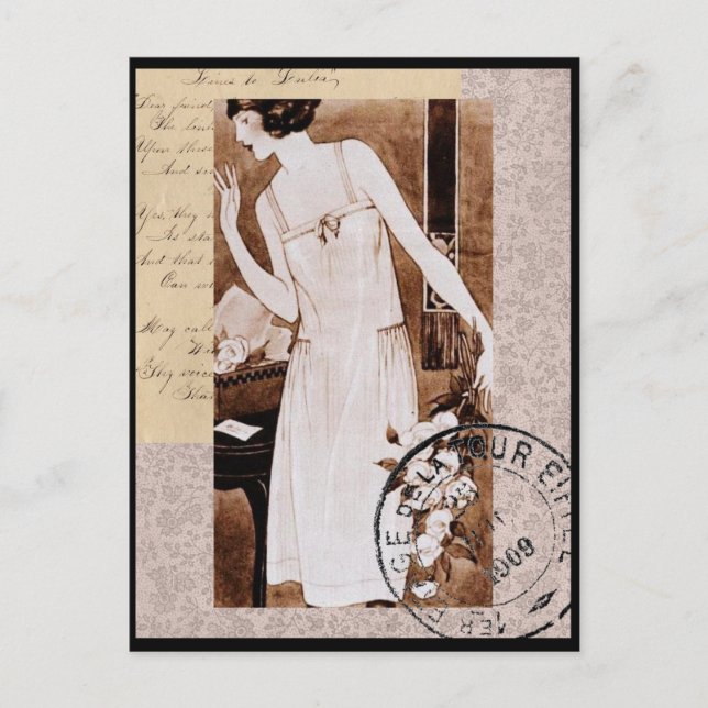 Romantische Vintage Postkarte (Vorderseite)