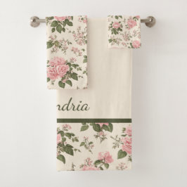 Romantische Vintage Rose blüht florales Muster Badhandtuch Set