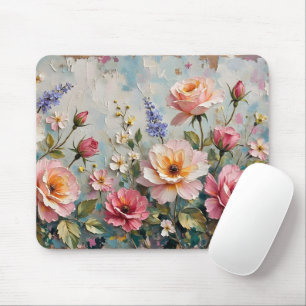 Romantische Vintage Rose in Pink und Peach Garden Mousepad