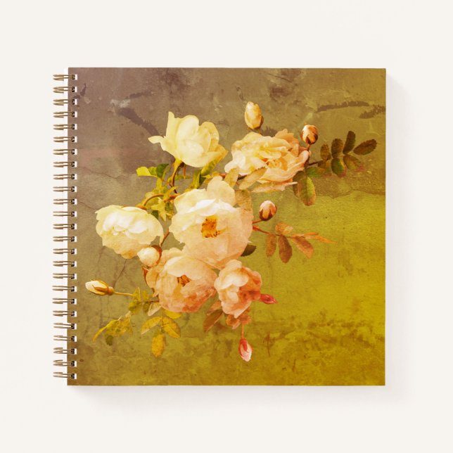 Romantische Vintage Rose Notizbuch (Vorderseite)