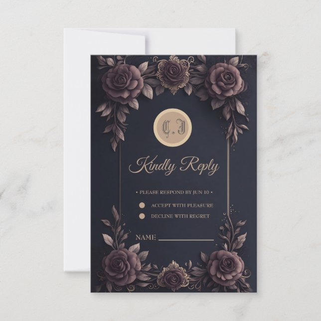 Romantische Vintage Rose. RSVP Karte (Vorderseite)