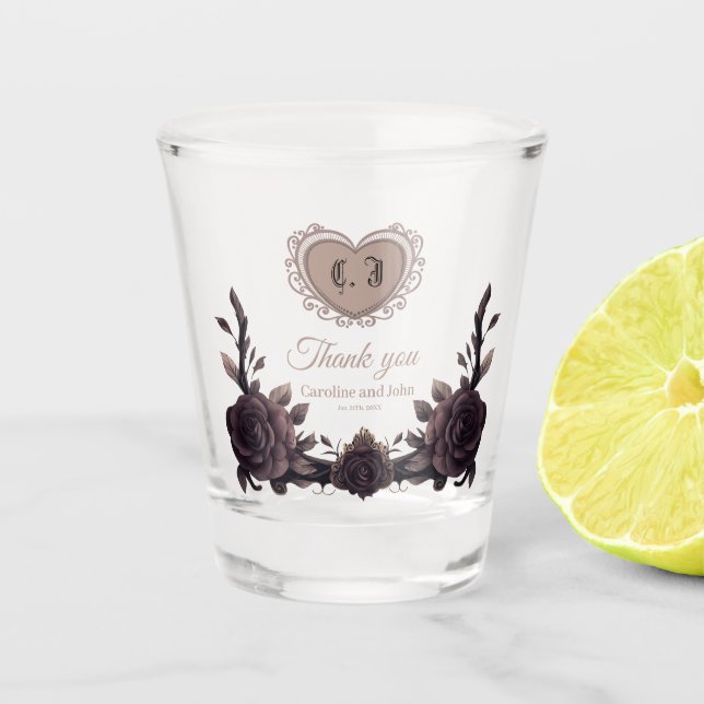 Romantische Vintage Rose. Schnapsglas (Vorderseite)