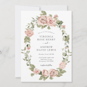 Romantische Vintage-Rosen-Hochzeit Einladung