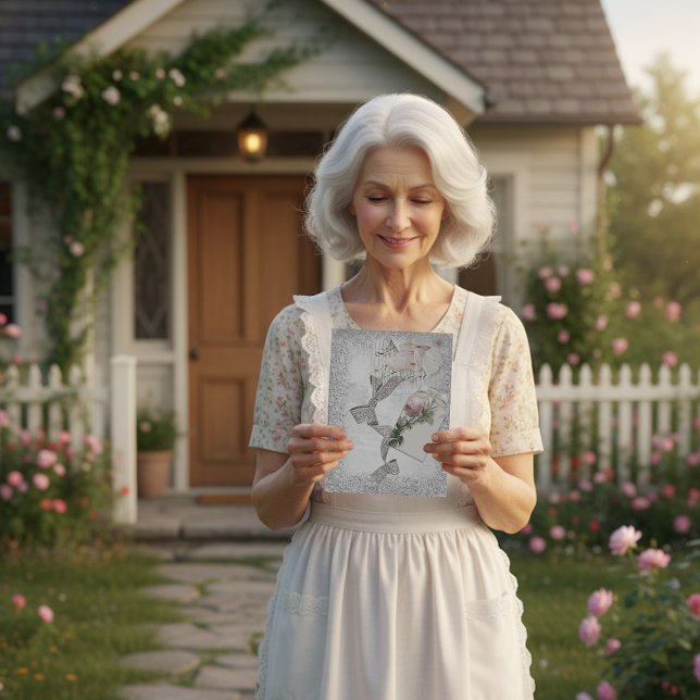 Romantische Vintage Silber Elegante Postkarte (Von Creator hochgeladen)