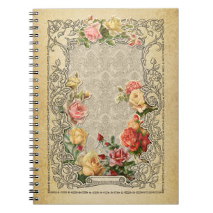 Romantische Vintage Skulpturenstil-Rose Notizblock