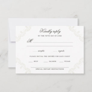 Romantische Vintage-Spitzenrand-Hochzeit RSVP Karte