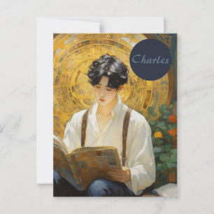 Romantische Vintage Stilkunst des Lesens Postkarte