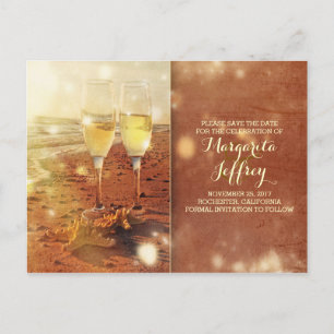 romantische Vintage-Strand-Save-the-Date-Postkarte Ankündigungspostkarte