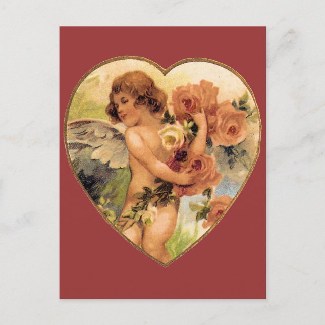 Romantische Vintage Valentine Feiertagspostkarte (Vorderseite)