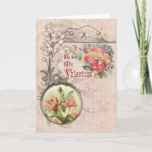 Romantische Vintage Valentinerkarte Feiertagskarte (Vorderseite)