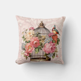 Romantische Vintage Wasserfarbe Blumengeburt Kissen