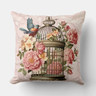 Romantische Vintage Wasserfarbe Blumengeburt Kissen
