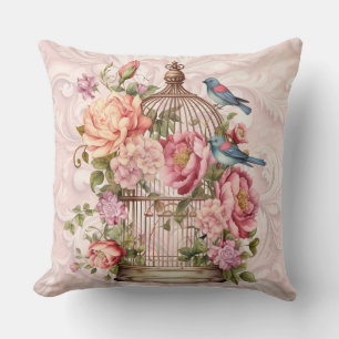 Romantische Vintage Wasserfarbe Blumengeburt Kissen