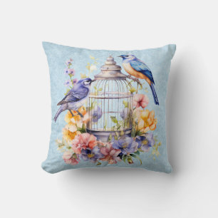 Romantische Vintage Wasserfarbe Blumengeburt Kissen