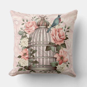 Romantische Vintage Wasserfarbe Blumengeburt Kissen