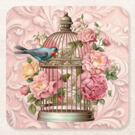 Romantische Vintage Wasserfarbe Blumengeburt Rechteckiger Pappuntersetzer