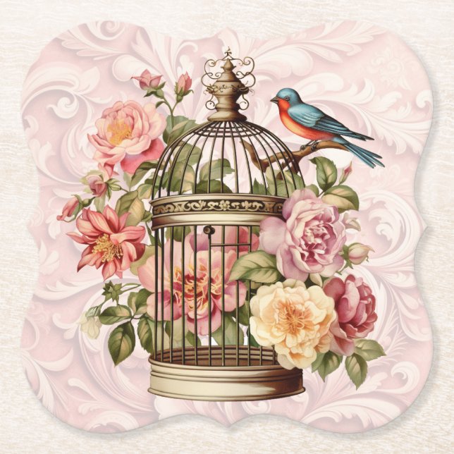 Romantische Vintage Wasserfarbe Blumengeburt Untersetzer (Vorderseite)