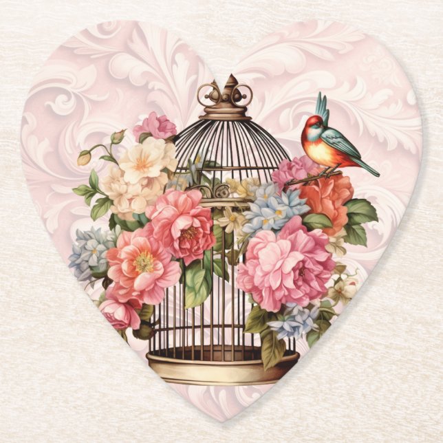 Romantische Vintage Wasserfarbe Blumengeburt Untersetzer (Vorderseite)