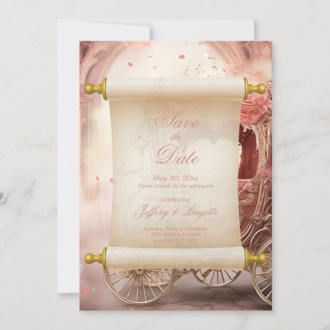 Romantische Vintage whimsical Save the Date Hochze (Vorderseite)