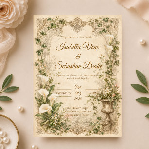 Romantische Vintage-Zantedeschie-Hochzeit Einladung