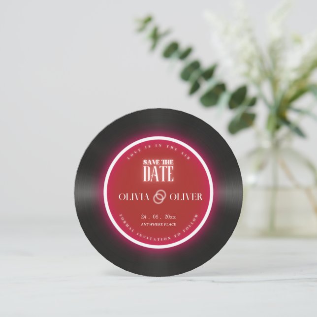 Romantische Vinyl Foto Hochzeit Save The Date (Stehend Vorderseite)