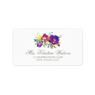Romantische Violett-Floral-Adresse Adressaufkleber