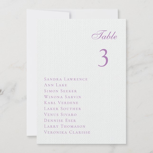 Romantische violette Blume Hochzeitstisch Einladung (Vorderseite)