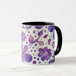 Romantische violette Blume und Blätter Originelle  Tasse