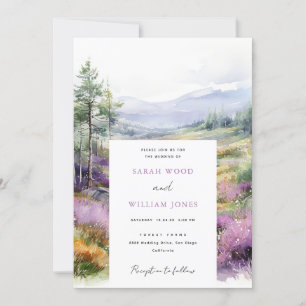 Romantische violette Blume und Waldhochzeiten Einladung