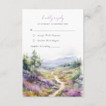 Romantische violette Blume Waldhochzeit RSVP Card