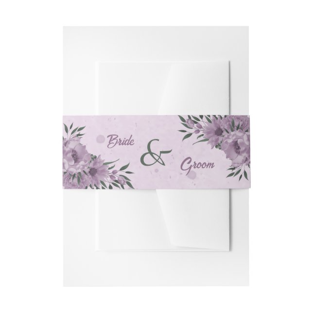 romantische violette Blumen botanische Hochzeit Einladungsbanderole (Vorderseite Beispiel)