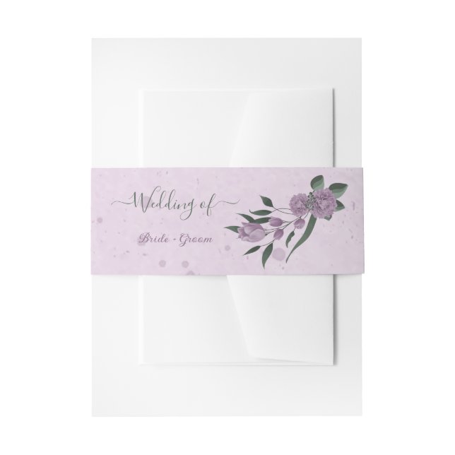 romantische violette Blumen botanische Hochzeit Einladungsbanderole (Vorderseite Beispiel)