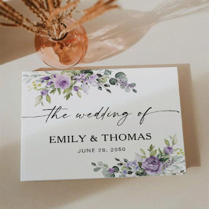 Romantische violette Blumen Gästebuch zur Hochzeit
