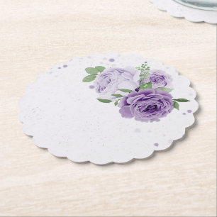 Romantische violette Blumen grüne Blätter botanisc Untersetzer