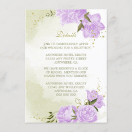 romantische violette Blumen, grüne Details Begleitkarte