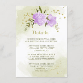 romantische violette Blumen, grüne Details Begleitkarte