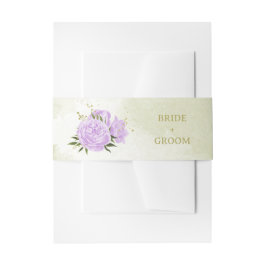 Romantische violette Blumen Grüne Hochzeit Einladungsbanderole