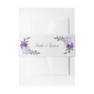 romantische violette Blumen Grüne Hochzeit Einladungsbanderole