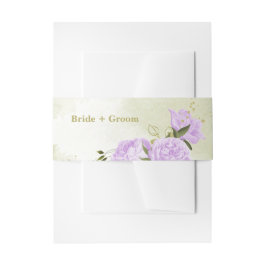 Romantische violette Blumen Grüne Hochzeit Einladungsbanderole