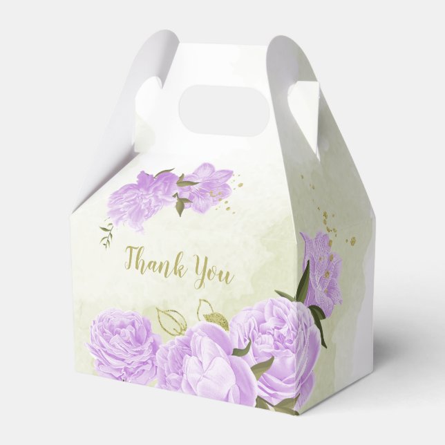 Romantische violette Blumen Grüne Hochzeit Geschenkschachtel (Vorderseite)