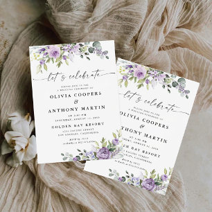 Romantische violette Blumen Hochzeitseinladung Einladung