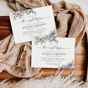 Romantische Violette Blumen Probe-Dinner-Einladung RSVP Karte
