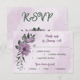 Romantische, violette Blumen RSVP Karte