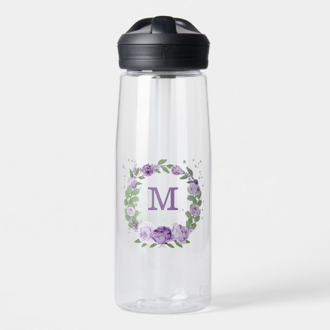 romantische violette Blumen Trinkflasche (Vorne)