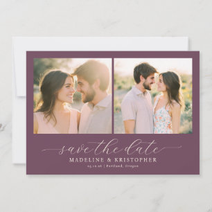 Romantische violette elegante Fotocollage Save The Date