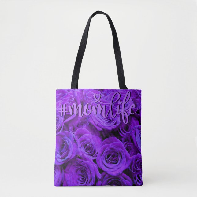 Romantische violette lila Rose hübsche violette Bl Tasche (Vorderseite)