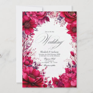 Romantische Viva Magenta Hochzeit der Blumen Einladung